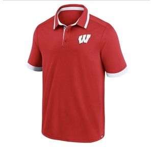 Wisconsin Badgers Fanatics Branded Color Block Classic Homefield Polo LARGE Red